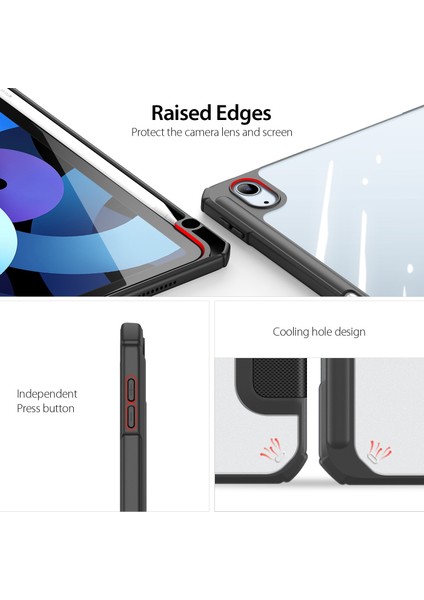 Ipad Air Için Toby Serisi Pu+Pc+Tpu Kılıfı (2020) 10.9 (Siyah) (Yurt Dışından) modelleri