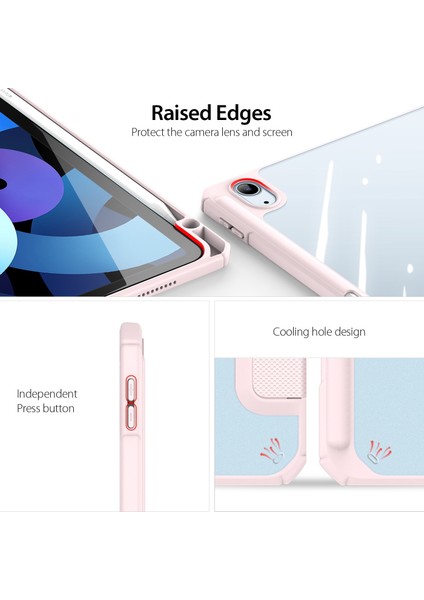 Ipad Air Için Toby Serisi Pu+Pc+Tpu Kılıfı (2020) 10.9 (Pembe) (Yurt Dışından) modelleri