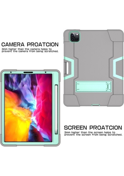 Ipad Pro 12.9 (2018) Için Tablet Kılıfı / (2020) (Gri + Nane Yeşili) (Yurt Dışından) modelleri