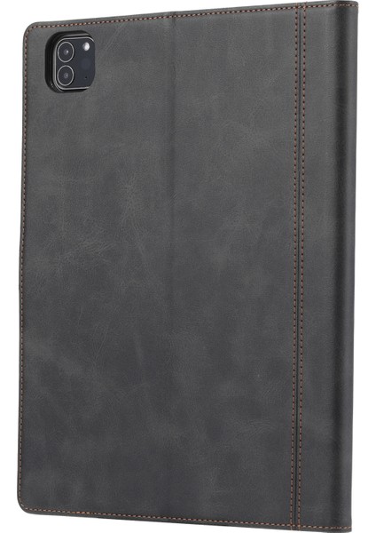 iPad Pro 12.9 Inç Için Buzağı Doku Deri Kılıf (2020) (Black) (Yurt Dışından)