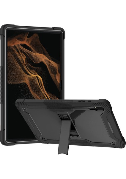 Samsung Galaxy Tab S8 Ultra Için Silikon + Pc Tablet Kılıfı (Siyah) (Yurt Dışından)