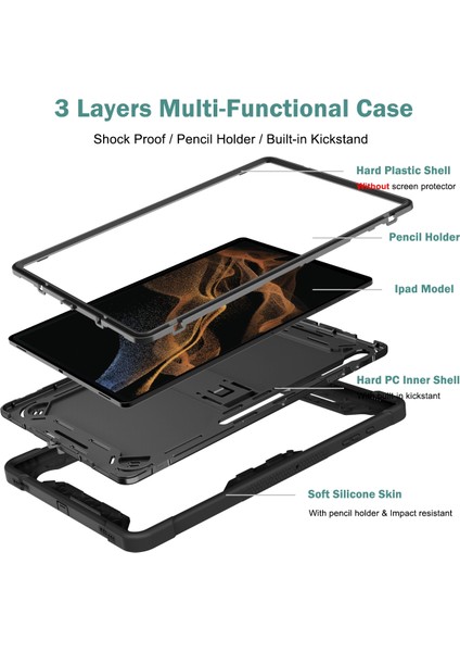 Samsung Galaxy Tab S8 Ultra Için Silikon + Pc Tablet Kılıfı (Siyah) (Yurt Dışından) fırsatları