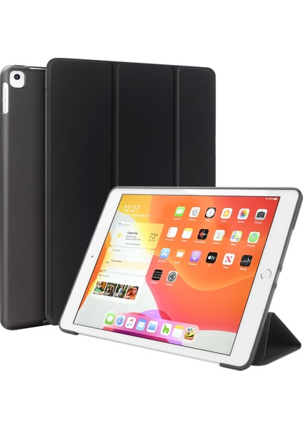 For iPad 10.2 2021 / 2020 / 2019 3-Folding Pu + Tpu Matte Soft Case (Black) (Yurt Dışından)
