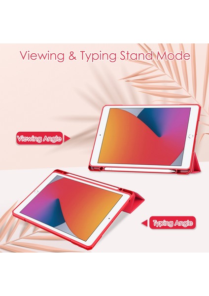 Şeffaf Akrilik + Tpu + Pu Kılıf ipad 10.2 2021/2020/2019 (Red) (Yurt Dışından) modelleri