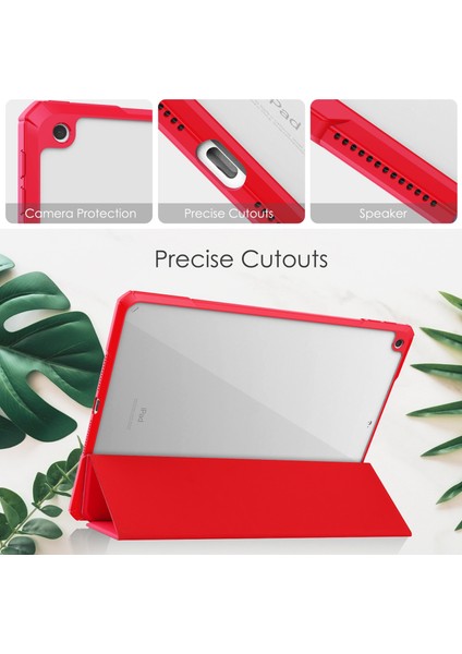 Şeffaf Akrilik + Tpu + Pu Kılıf ipad 10.2 2021/2020/2019 (Red) (Yurt Dışından) fırsatları