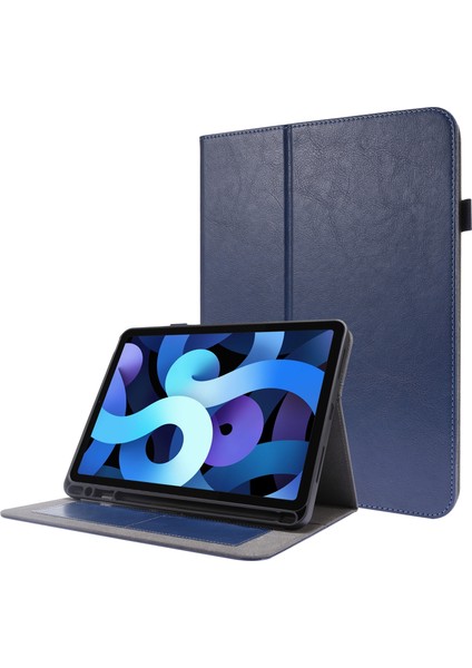 For iPad Pro 12.9 Inch (2020) Leather Case (Dark Blue) (Yurt Dışından)