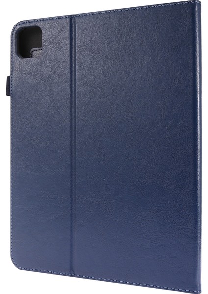 For iPad Pro 12.9 Inch (2020) Leather Case (Dark Blue) (Yurt Dışından)