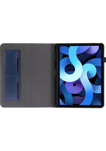 For iPad Pro 12.9 Inch (2020) Leather Case (Dark Blue) (Yurt Dışından)