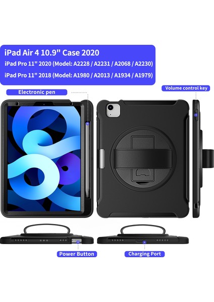 Ipad Air 2022 /2020 10.9 Koruyucu Kılıf Için (Siyah) (Yurt Dışından) modelleri