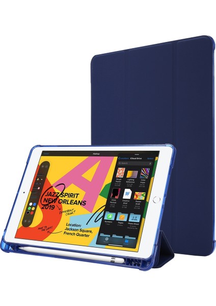 Leather Case For iPad 10.2 2021 / 2020 / 2019 (Dark Blue) (Yurt Dışından)