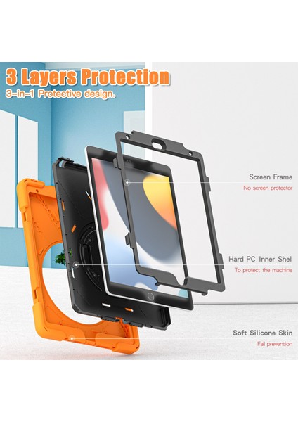 IPAD 10.2 2021 / 2020/2019 Için Silikon + Pc Kılıfı (Orange) (Yurt Dışından) modelleri