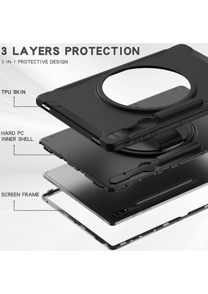 Samsung Galaxy Tab S8 Ultra Için Tpu + Pc Tablet Kılıfı (Siyah) (Yurt Dışından) modelleri