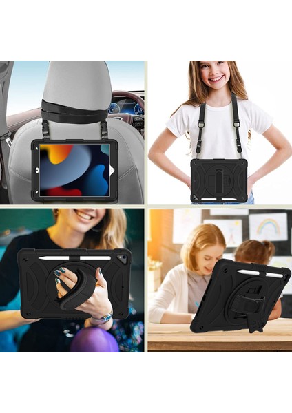 Pc + Silicone Case For iPad 10.2 2021 / 2020 / 2019 (Black) (Yurt Dışından) modelleri