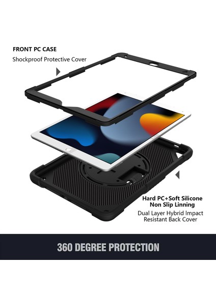 Pc + Silicone Case For iPad 10.2 2021 / 2020 / 2019 (Black) (Yurt Dışından) fırsatları