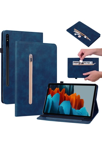 Samsung Galaxy Tab S7 / S8 Için Deri Tablet Kılıfı (Mavi) (Yurt Dışından)