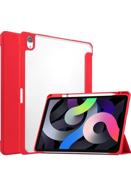 Ipad Air Için (2020) 10.9 Tpu Deri Kılıf (Kırmızı) (Yurt Dışından)