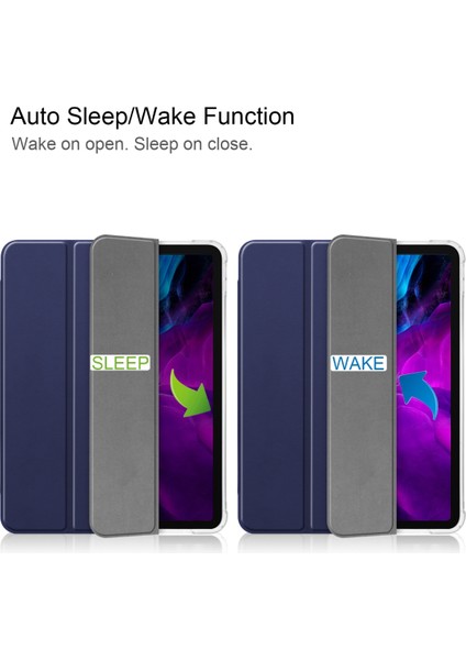 Ipad Pro Için Deri Kılıf 12.9 (2020) (Dark Blue) (Yurt Dışından)