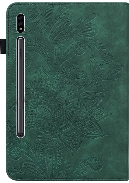 Samsung Galaxy Tab S8 Için Dant Çiçek Pu Kılıfı (Green) (Yurt Dışından)