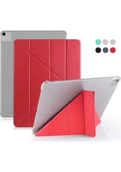 IPAD Pro 12.9 Inç Için Çok Katlanır Pu Deri Kılıf (2020) (Red) (Yurt Dışından)