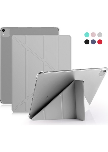 IPAD Pro 12.9 Inç Için Çok Katlanır Pu Deri Kılıf (2020) (Grey) (Yurt Dışından)
