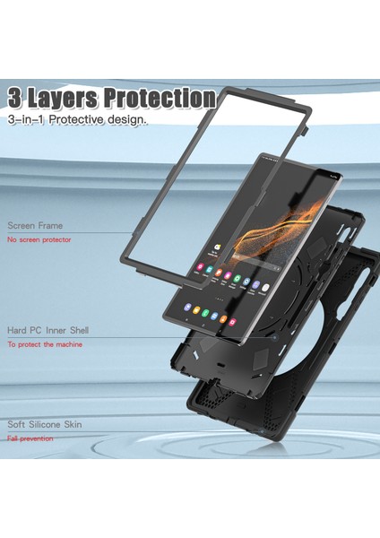 Samsung Galaxy Tab S8 Ultra Için Silikon + Pc Tablet Kılıfı (Siyah) (Yurt Dışından) fırsatları