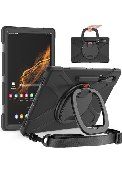 Samsung Galaxy Tab S8 Ultra X900 Için Silikon+Pc Tablet Kılıfı (Siyah) (Yurt Dışından)
