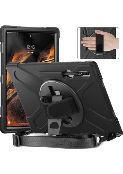 Samsung Galaxy Tab S8 Ultra X900 Için Silikon+Pc Tablet Kılıfı (Siyah) (Yurt Dışından)