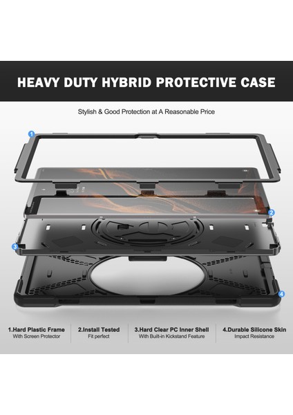 Samsung Galaxy Tab S8 Ultra X900 Için Silikon+Pc Tablet Kılıfı (Siyah) (Yurt Dışından) indirimleri