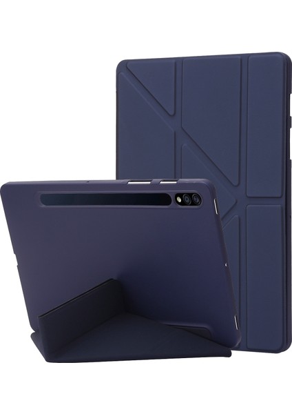 Samsung Galaxy Tab S8 / S7 Için Deri Tablet Kasası (Dark Blue) (Yurt Dışından)