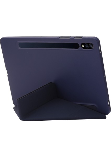 Samsung Galaxy Tab S8 / S7 Için Deri Tablet Kasası (Dark Blue) (Yurt Dışından)