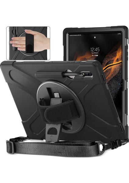 Samsung Galaxy Tab S8 Ultra Için Silikon + Pc Tablet Kılıfı (Siyah) (Yurt Dışından)