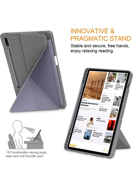 Samsung Galaxy Tab S7 T870 Için Çok Katlı Durum (Grey) (Yurt Dışından) modelleri