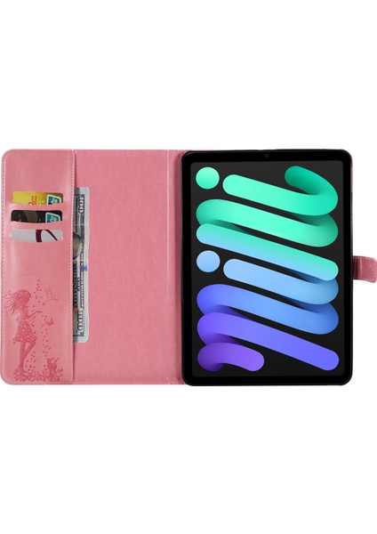 Ipad Mini 6 Için Baskı Kadın Kedi Desen Pu Kılıfı (Pembe) (Yurt Dışından) fırsatları