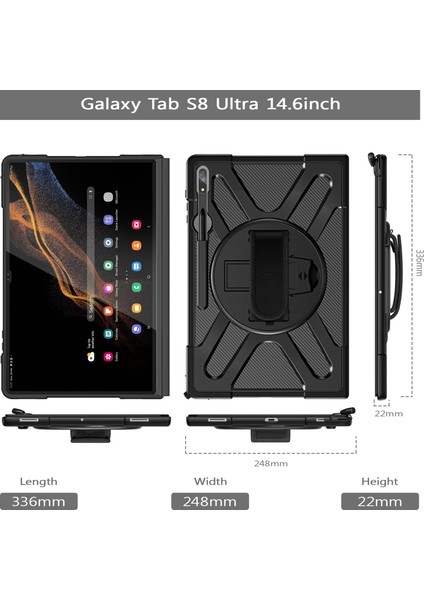Samsung Galaxy S8 Ultra / X900 Için Rotary Grab Tpu + Pc Kılıfı (Siyah) (Yurt Dışından) modelleri