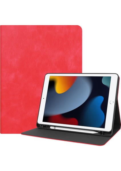 IPAD 10.2 2021/2020/2019 Için Dana Dokusu Tpu Kılıfı (Red) (Yurt Dışından)