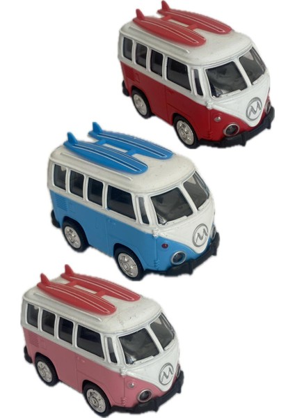 Vw T2 Sörf Model Araç Pembe-Kırmız-Mavi