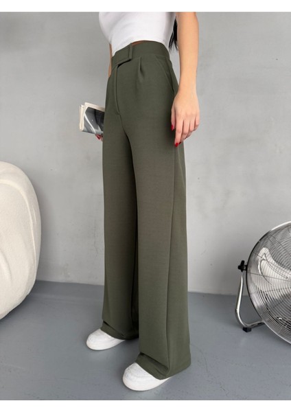 Kadın Likralı Cırt Kapama Geniş Paça Palazzo Pantolon fiyatları