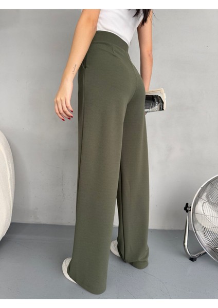 Kadın Likralı Cırt Kapama Geniş Paça Palazzo Pantolon modelleri