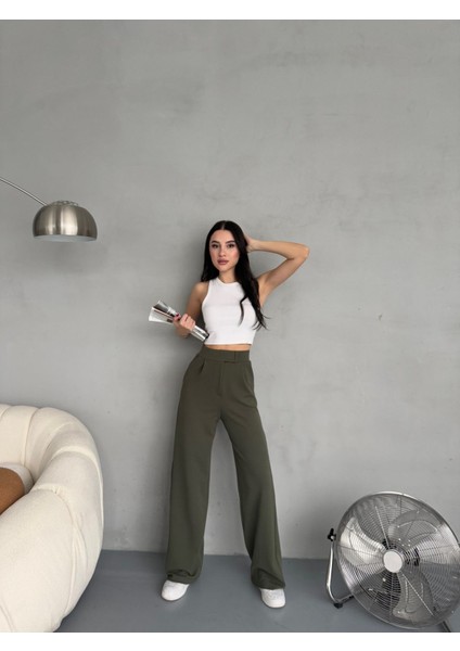 Kadın Likralı Cırt Kapama Geniş Paça Palazzo Pantolon fırsatları