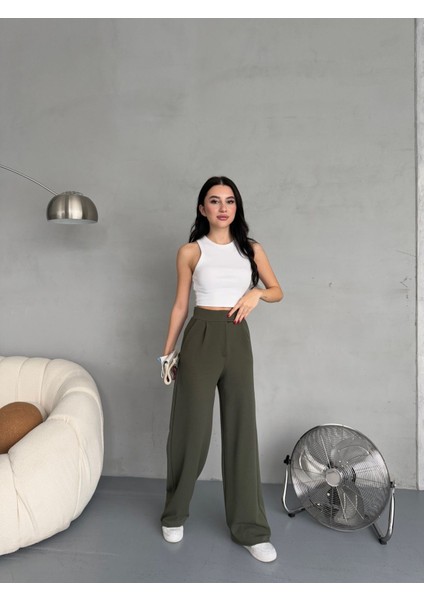 Kadın Likralı Cırt Kapama Geniş Paça Palazzo Pantolon indirimleri