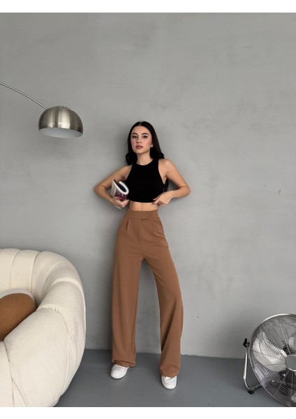 Kadın Likralı Cırt Kapama Geniş Paça Palazzo Pantolon indirimleri