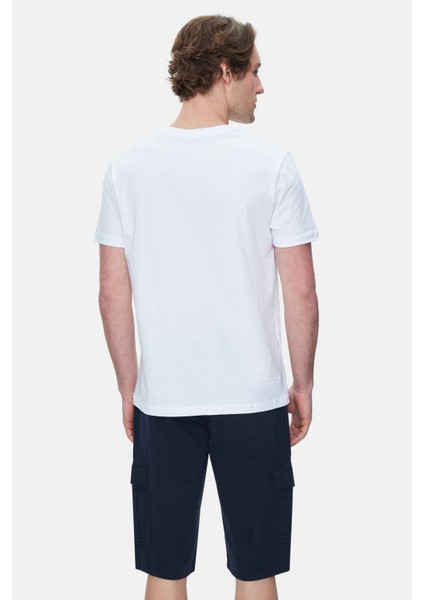 CULVER Beyaz Bisiklet Yaka Baskılı Standard Fit Erkek Tshirt
