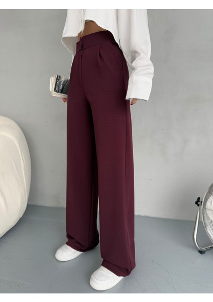 Kadın Likralı Salaş Geniş Paça Palazzo Pantolon