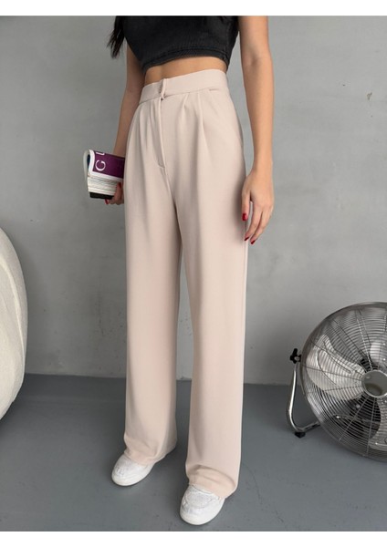 Kadın Likralı Salaş Geniş Paça Palazzo Pantolon