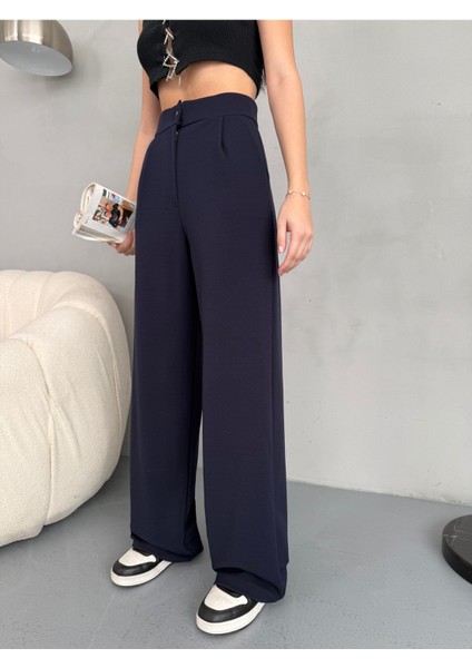 Kadın Likralı Salaş Geniş Paça Palazzo Pantolon