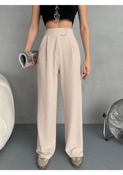 Kadın Likralı Cırt Kapama Geniş Paça Palazzo Pantolon fiyatları
