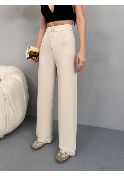 Kadın Likralı Salaş Geniş Paça Palazzo Pantolon