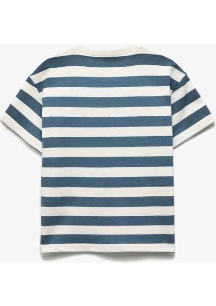 Baskılı Pamuklu Kısa Kollu Çizgili Tişört fiyatları