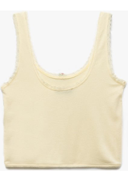 Modal Kumaş Rahat Kalıp Bisiklet Yaka Askılı Pijama Üstü