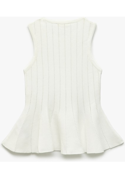 Kolsuz Bisiklet Yaka Ajurlu Peplum Triko Bluz fiyatları